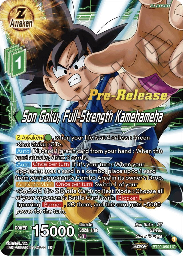 Son Goku, Full-Strength Kamehameha (BT20-056) [Power Absorbed Prerelease Promos] | Total Play