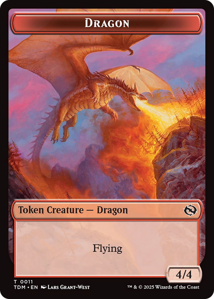 Dragon (0011) // Warrior Double-Sided Token [Tarkir: Dragonstorm Tokens] | Total Play