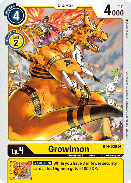 Growlmon [BT4-039] [Great Legend] | Total Play