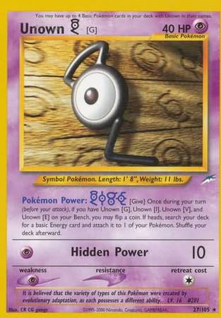 Unown [G] (27/105) [Neo Destiny Unlimited] | Total Play