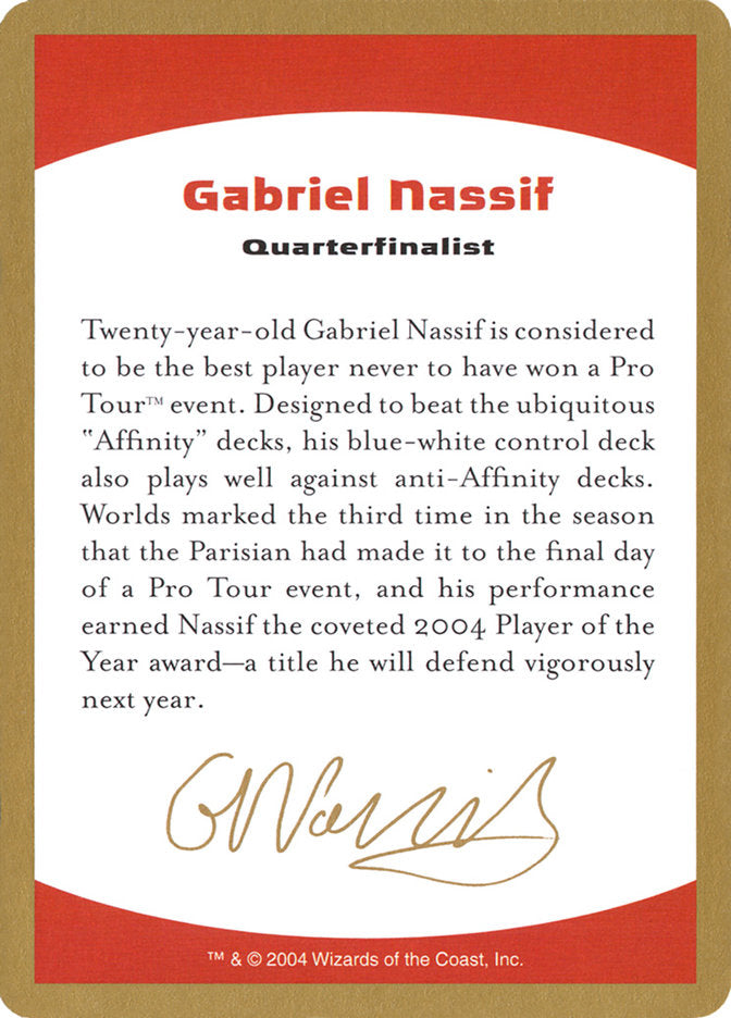 Gabriel Nassif Bio [World Championship Decks 2004] | Total Play