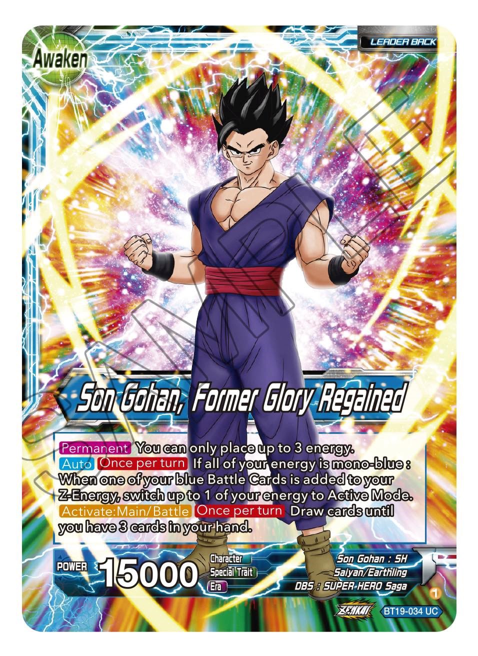 Son Gohan // Son Gohan, Former Glory Regained (BT19-034) [Fighter's Ambition] | Total Play