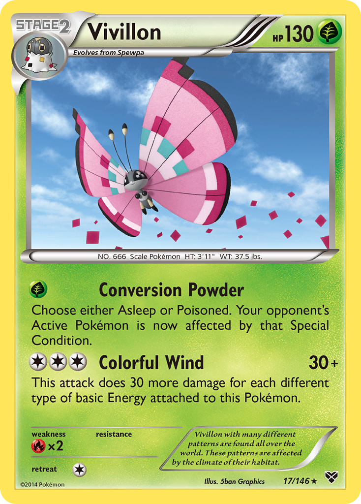 Vivillon (17/146) (Meadow Form/Pink Wings) [XY: Base Set] | Total Play