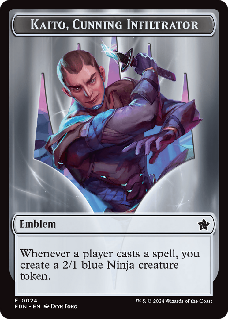 Emblem - Kaito, Cunning Infiltrator // Ninja Doubled-Sided Token [Foundations Tokens] | Total Play