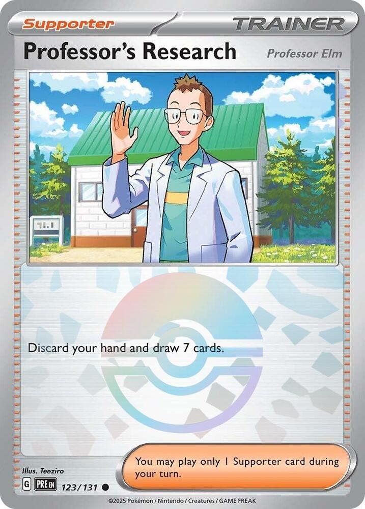 Professor's Research (123/131) [Professor Elm] (Poke Ball Pattern) [Scarlet & Violet: Prismatic Evolutions] | Total Play