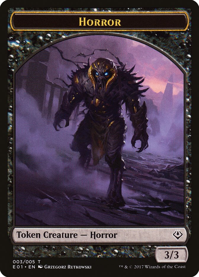 Horror // Zombie Double-Sided Token [Archenemy: Nicol Bolas Tokens] | Total Play