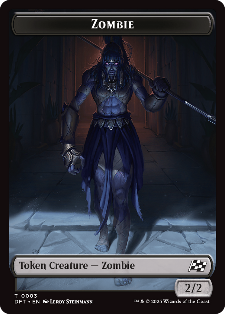 Zombie Warrior // Zombie (0003) Double-Sided Token [Aetherdrift Commander Tokens] | Total Play