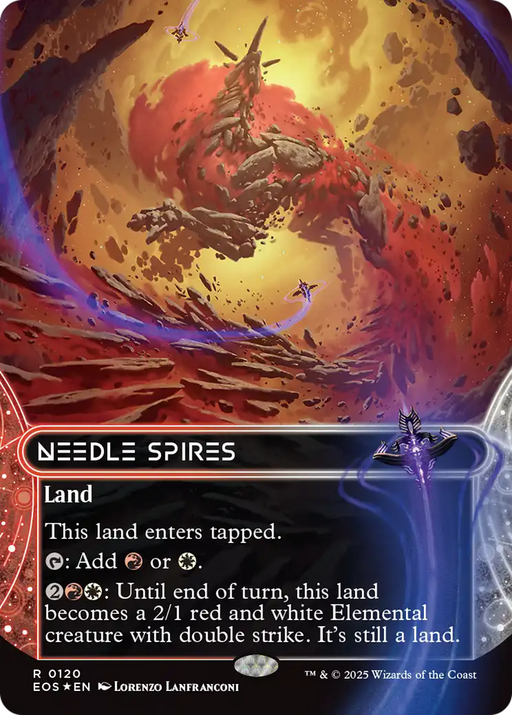Needle Spires (0120) (Borderless) (Galaxy Foil) [Edge of Eternities: Stellar Sights] | Total Play