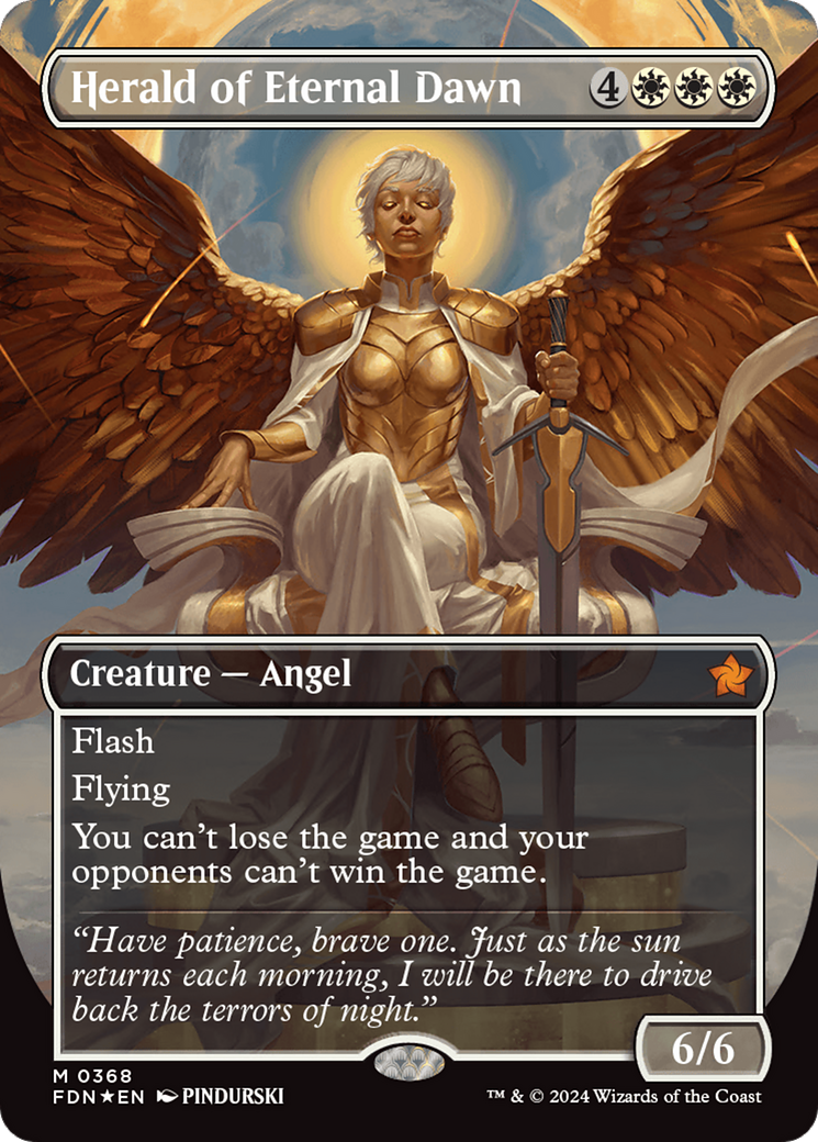 Herald of Eternal Dawn (Borderless) (Mana Foil) [Foundations] | Total Play