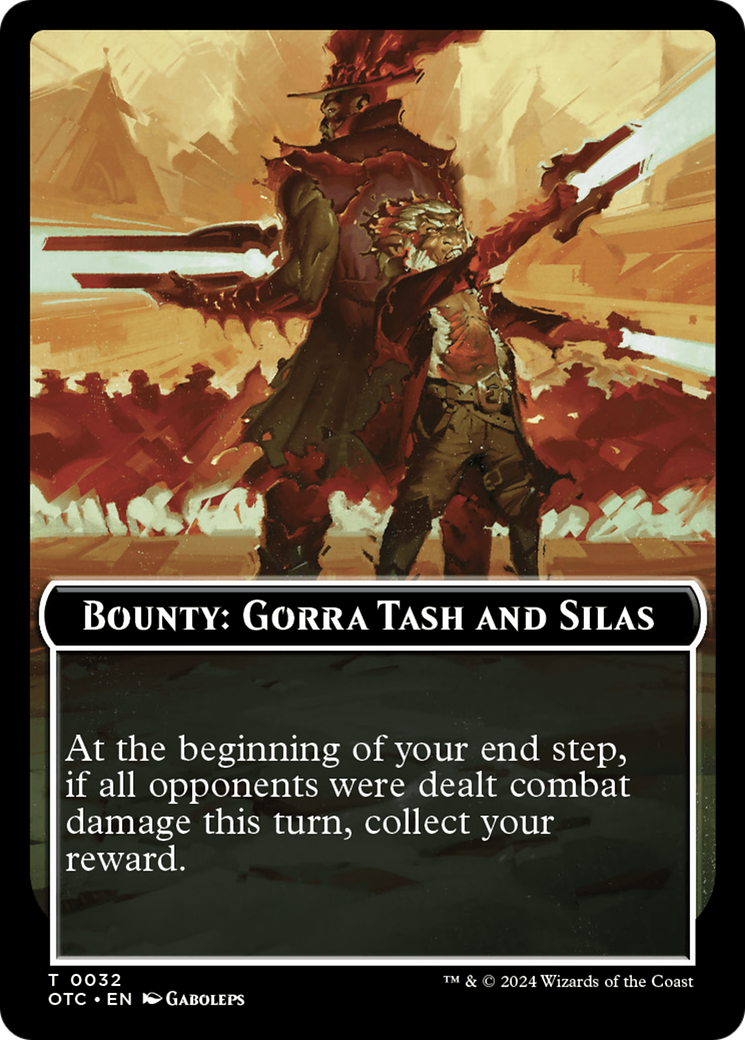 Bounty: Gorra Tash and Silas // Bounty Rules Double-Sided Token [Outlaws of Thunder Junction Commander Tokens] | Total Play