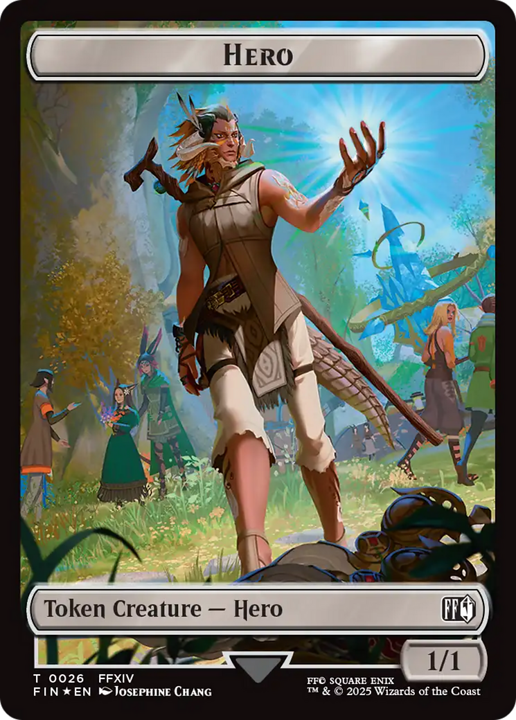 Spirit // Hero (0026) Double-Sided Token (Surge Foil) [FINAL FANTASY Commander Tokens] | Total Play