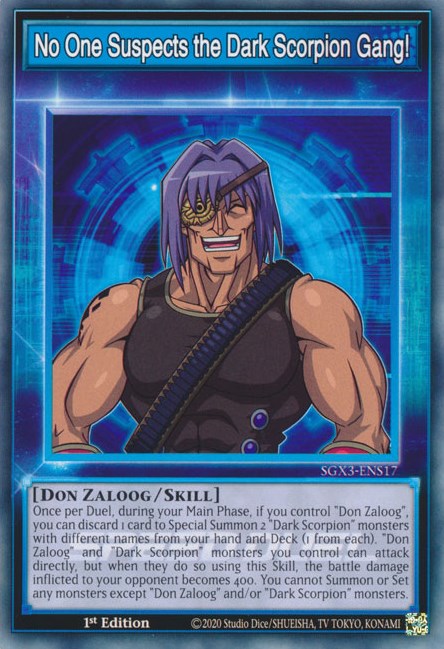 No One Suspects the Dark Scorpion Gang! [SGX3-ENS17] Common | Total Play