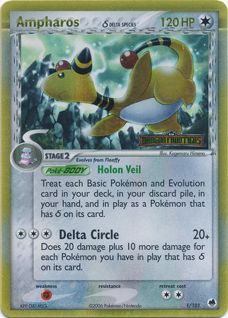 Ampharos (1/101) (Delta Species) (Stamped) [EX: Dragon Frontiers] | Total Play