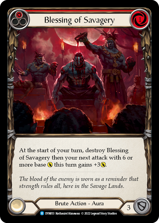 Blessing of Savagery (Red) [DYN013] (Dynasty)  Rainbow Foil | Total Play