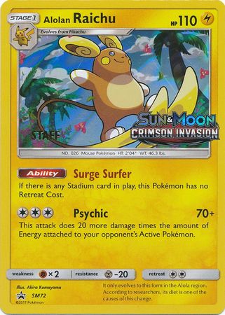 Alolan Raichu (SM72) (Staff Prerelease Promo) [Sun & Moon: Black Star Promos] | Total Play