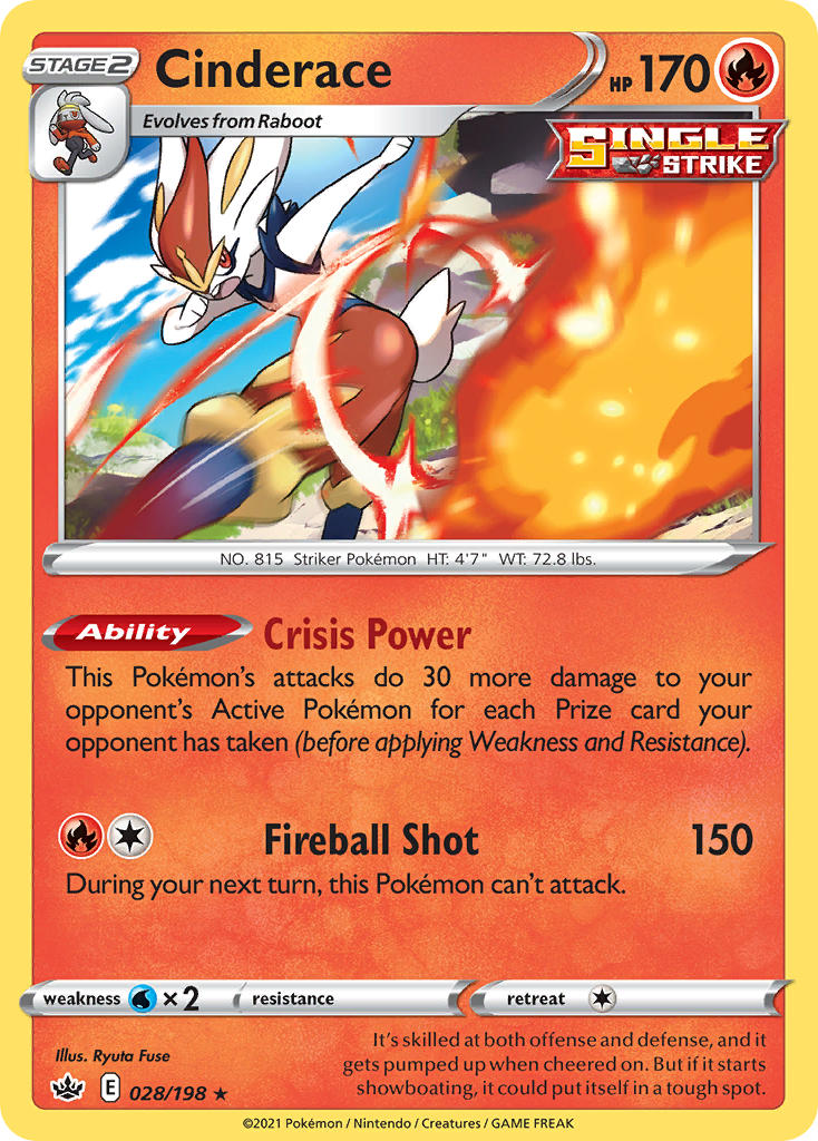 Cinderace (028/198) (Theme Deck Exclusive) [Sword & Shield: Chilling Reign] | Total Play