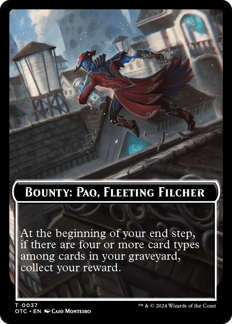 Bounty: Paq, Fleeting Filcher // Bounty Rules Double-Sided Token [Outlaws of Thunder Junction Commander Tokens] | Total Play