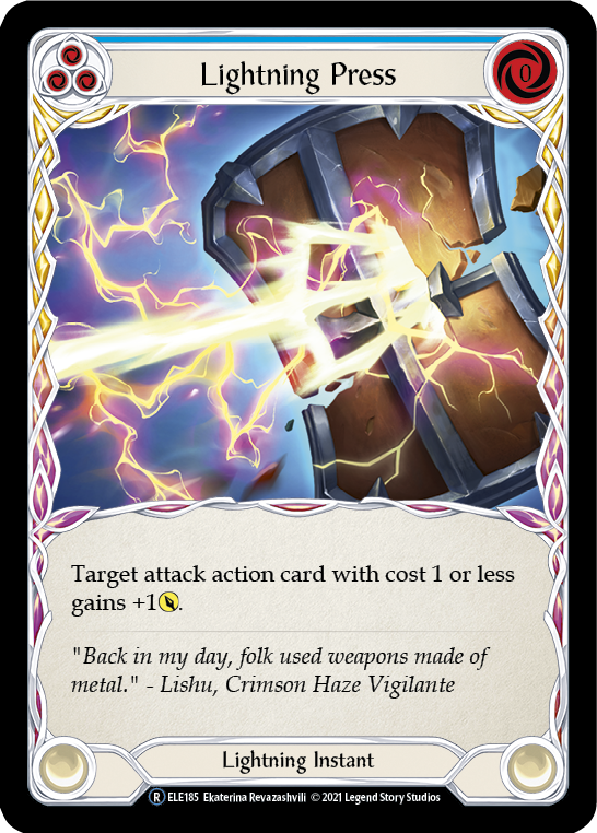 Lightning Press (Blue) [U-ELE185] (Tales of Aria Unlimited)  Unlimited Rainbow Foil | Total Play