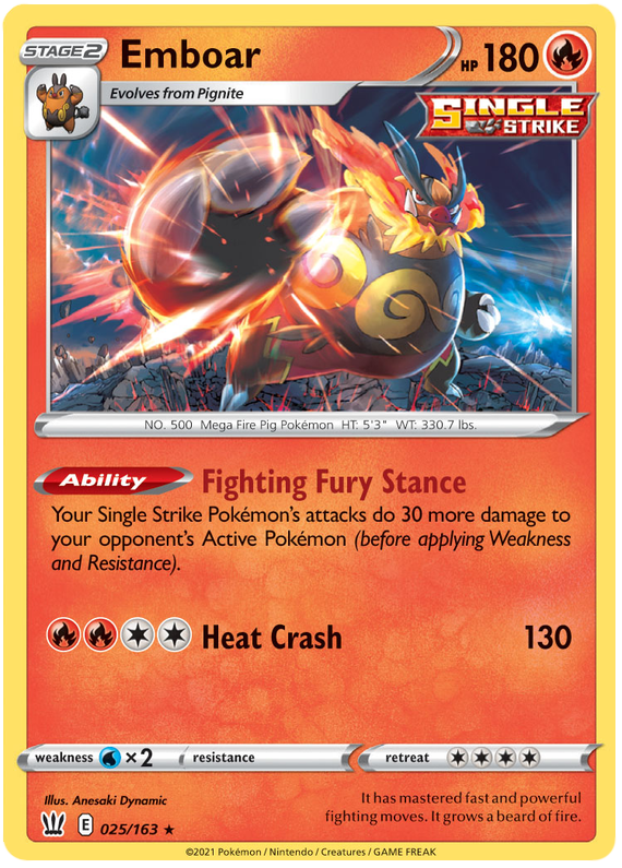 Emboar (025/163) [Sword & Shield: Battle Styles] | Total Play