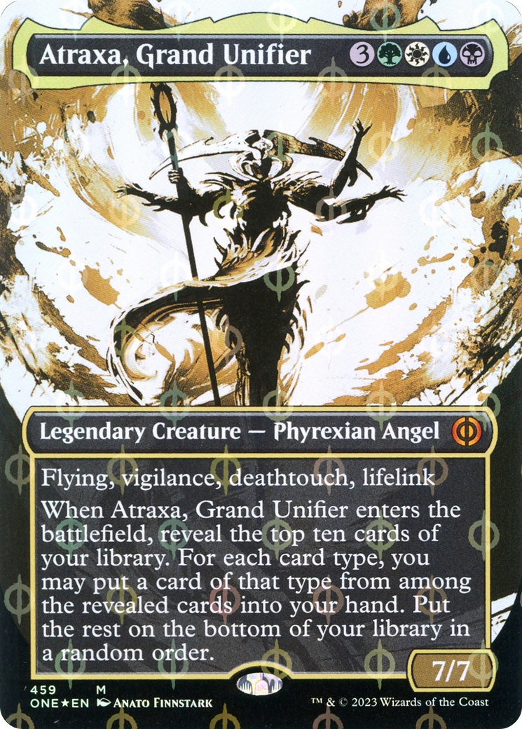Atraxa, Grand Unifier (Borderless Ichor Step-and-Compleat Foil) [Phyrexia: All Will Be One] | Total Play