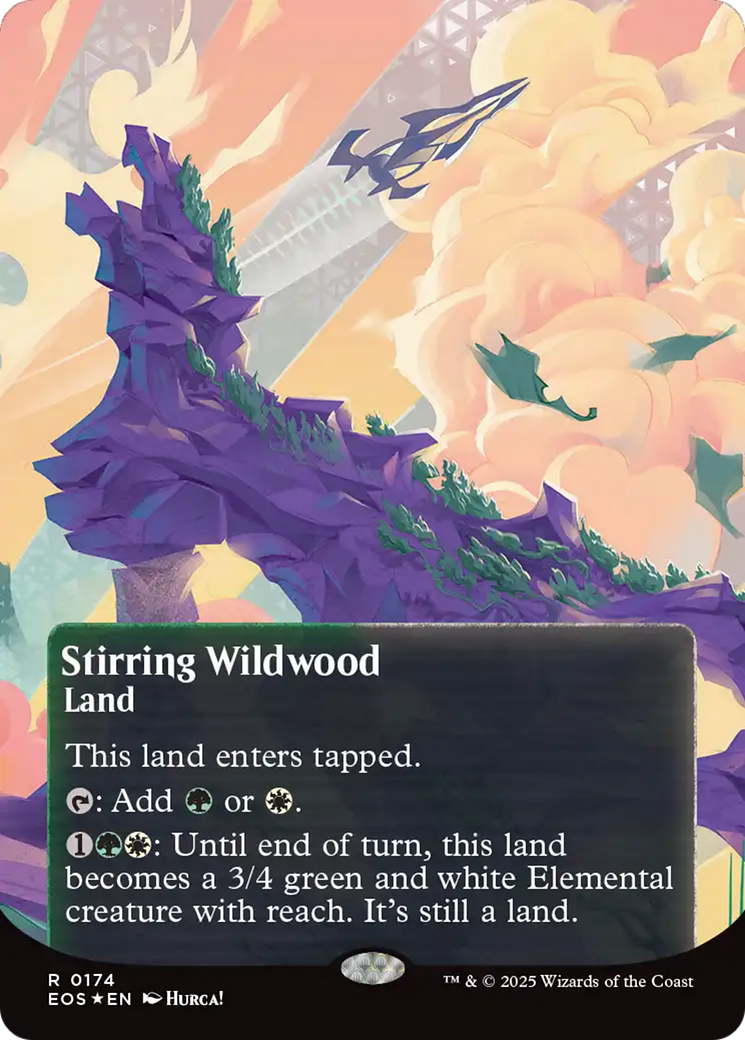 Stirring Wildwood (0174) (Borderless) (Galaxy Foil) [Edge of Eternities: Stellar Sights] | Total Play