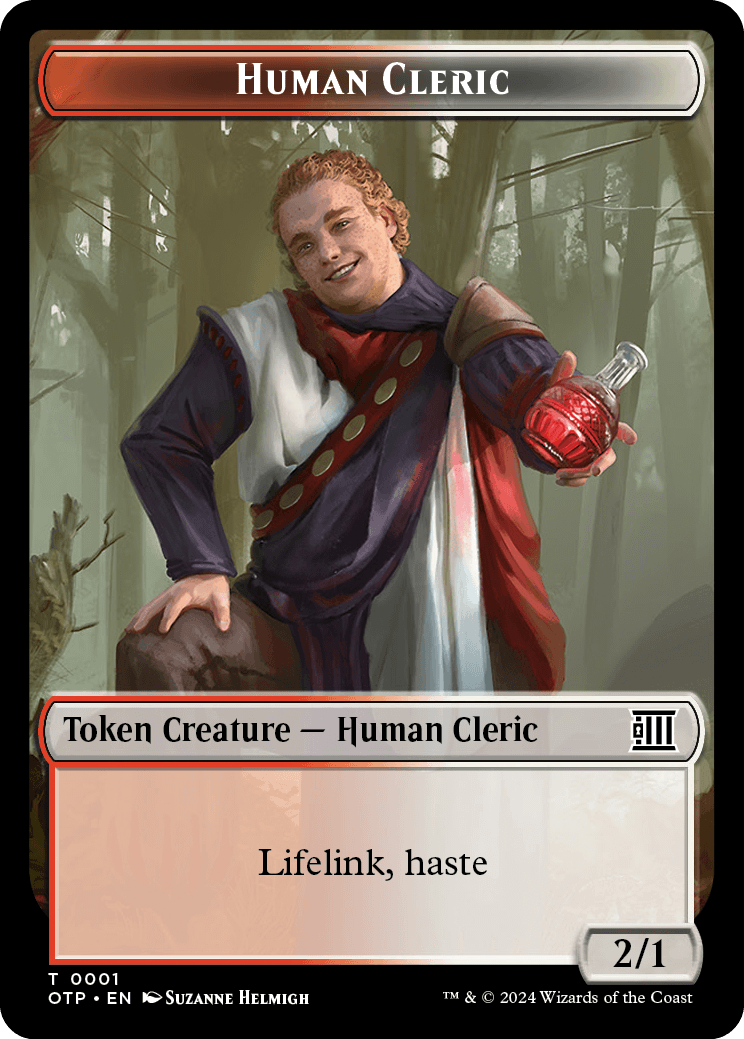 Human Cleric // Plot Double-Sided Token [Outlaws of Thunder Junction Tokens] | Total Play