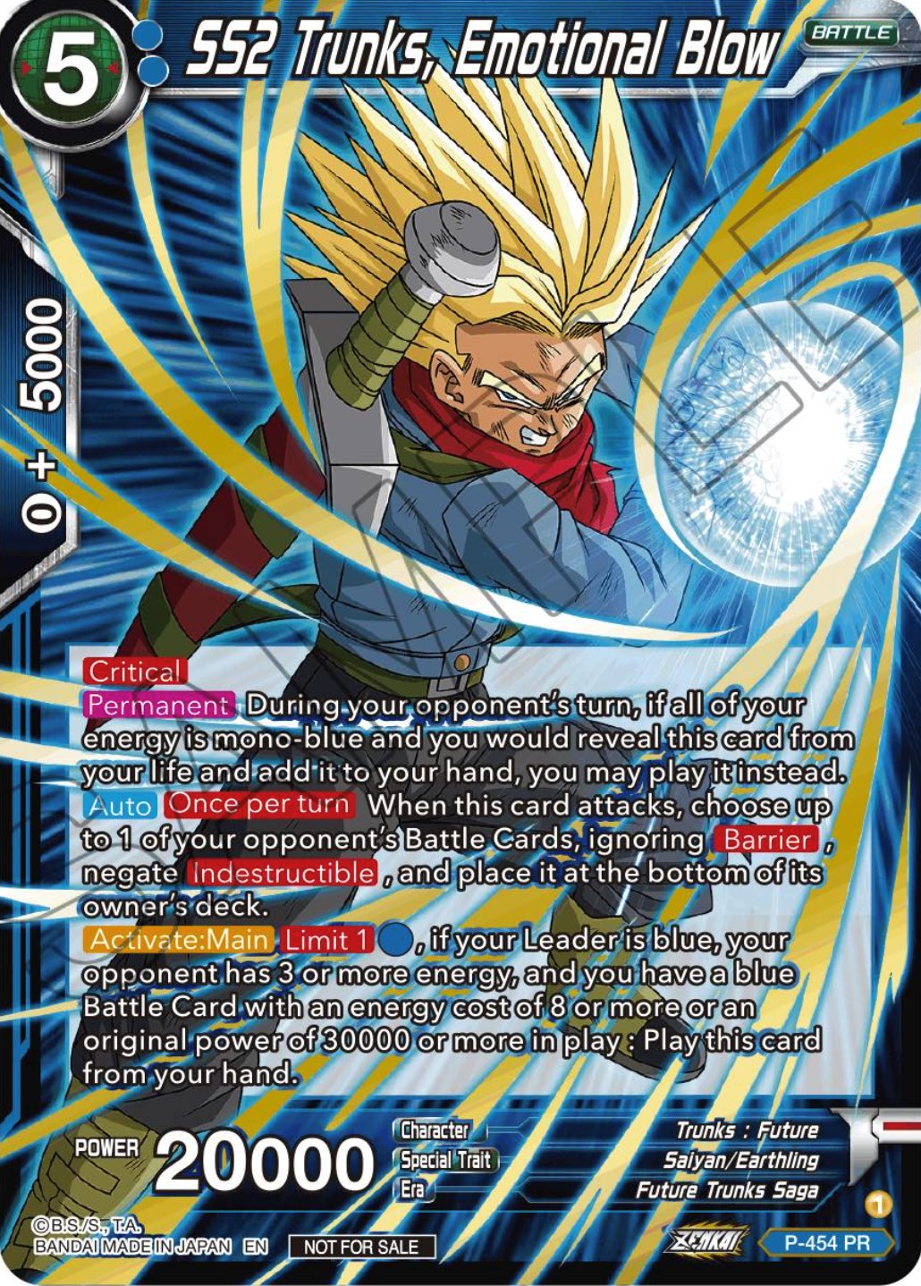 SS2 Trunks, Emotional Blow (Championship Selection Pack 2023 Vol.1) (Holo) (P-454) [Tournament Promotion Cards] | Total Play