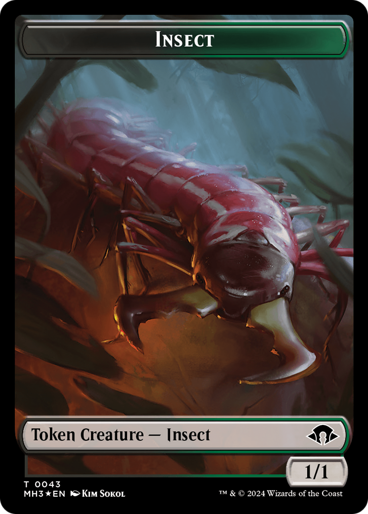 Insect (0043) (Ripple Foil) // Zombie Double-Sided Token [Modern Horizons 3 Tokens] | Total Play