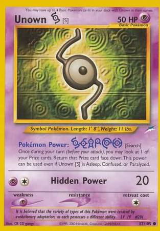 Unown [S] (87/105) [Neo Destiny Unlimited] | Total Play