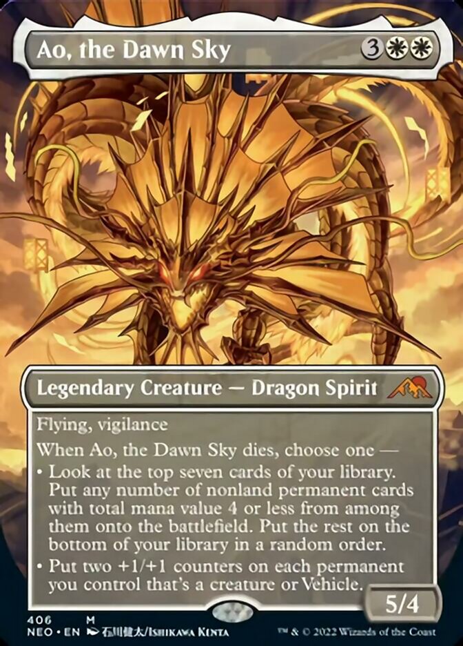 Ao, the Dawn Sky (Borderless Alternate Art) [Kamigawa: Neon Dynasty] | Total Play