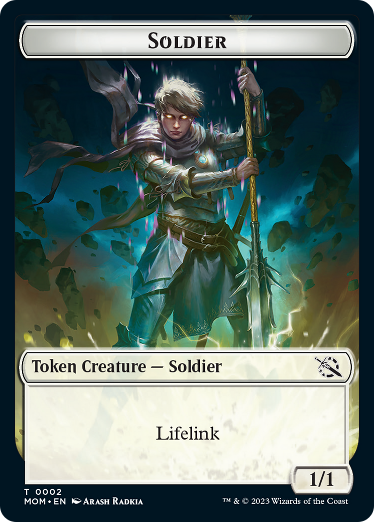 Soldier // Wrenn and Realmbreaker Emblem Double-Sided Token [March of the Machine Tokens] | Total Play