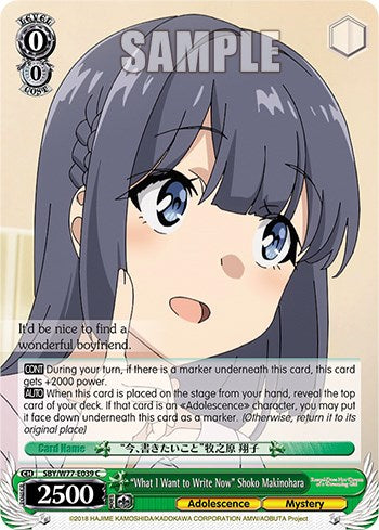 "What I Want to Write Now" Shoko Makinohara [Rascal Does Not Dream of a Dreaming Girl] | Total Play