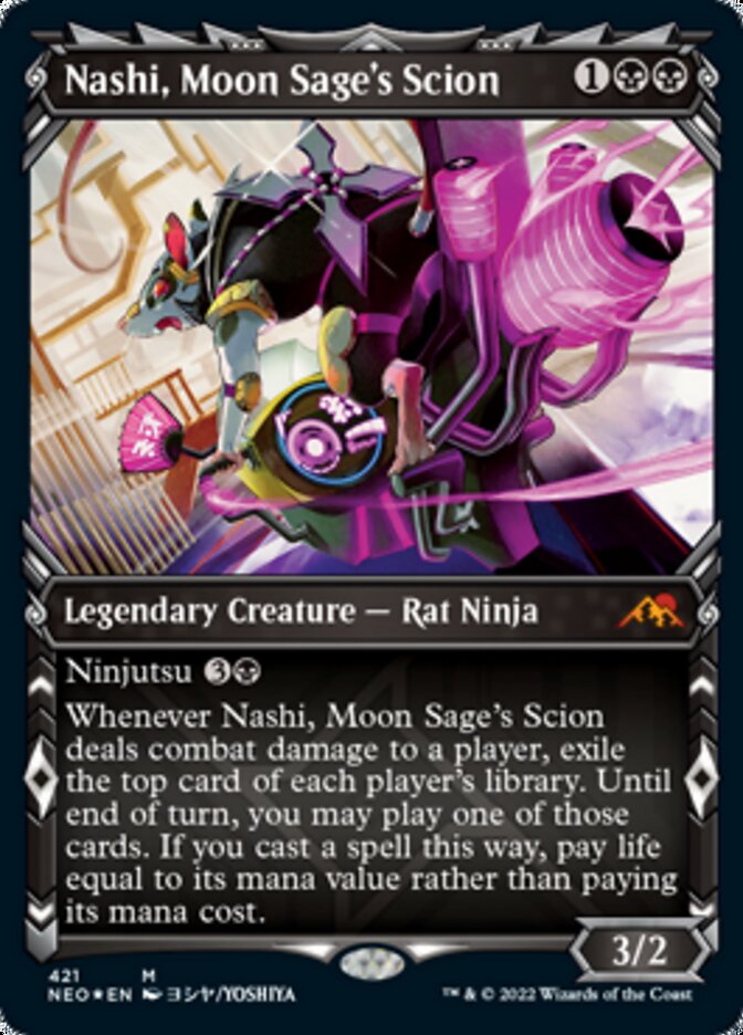 Nashi, Moon Sage's Scion (Showcase) (Foil Etched) [Kamigawa: Neon Dynasty] | Total Play