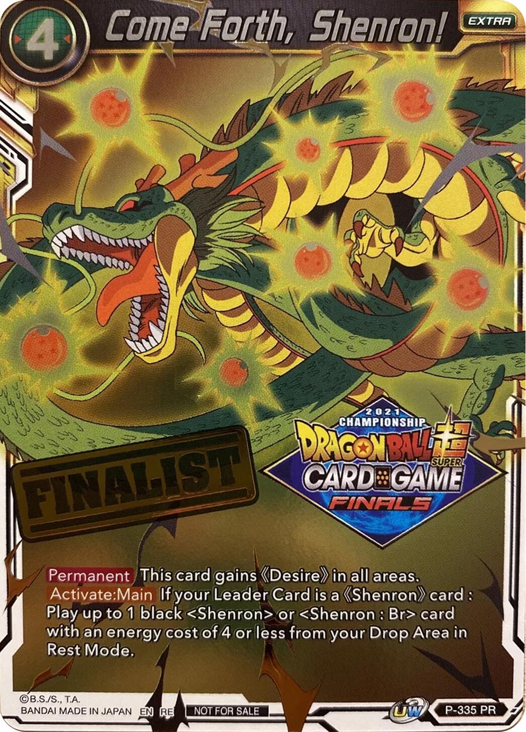 Come Forth, Shenron! (Championship 2021 Vault Set) (Finalist Gold Stamped) (P-335) [Tournament Promotion Cards] | Total Play