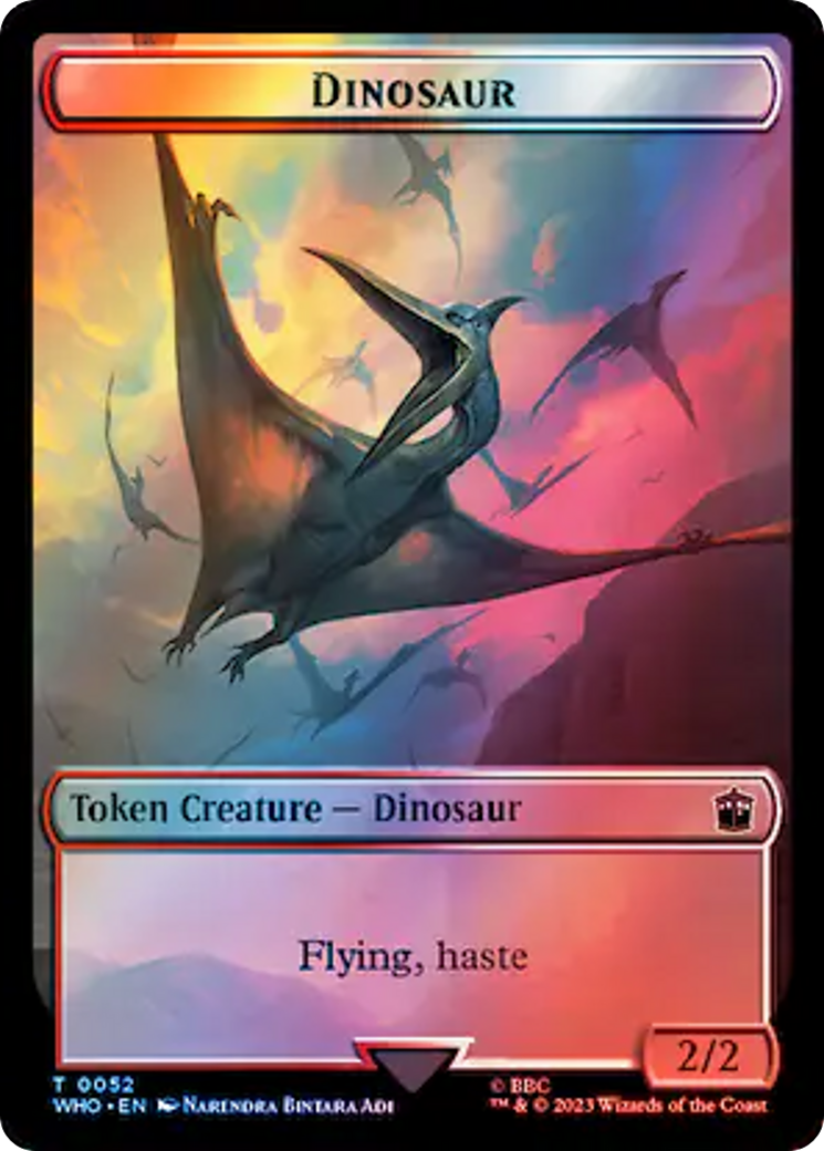 Human Rogue // Dinosaur Double-Sided Token (Surge Foil) [Doctor Who Tokens] | Total Play