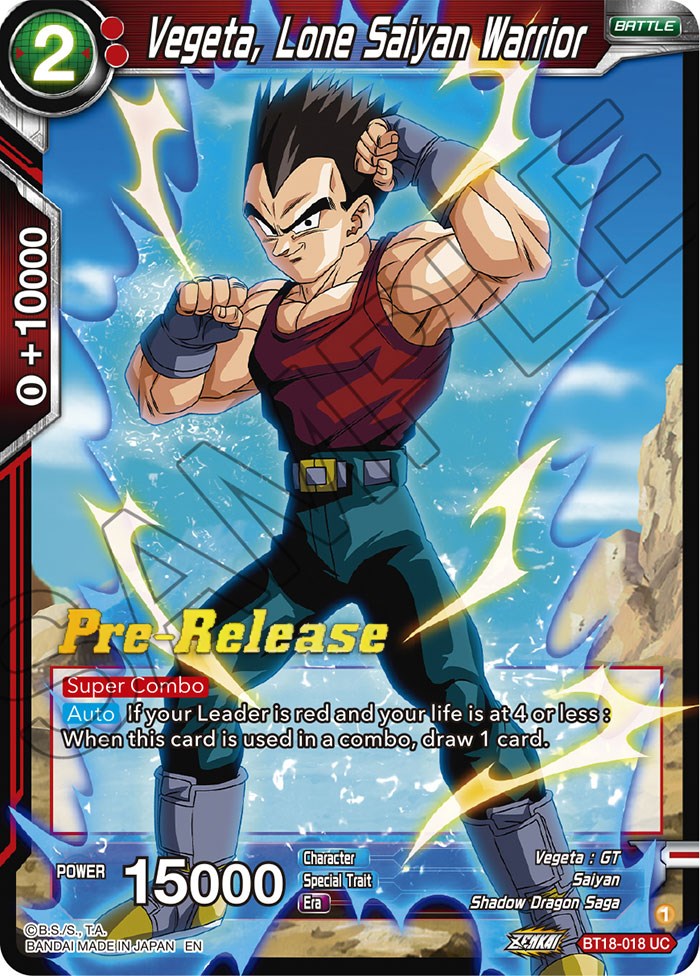 Vegeta, Lone Saiyan Warrior (BT18-018) [Dawn of the Z-Legends Prerelease Promos] | Total Play
