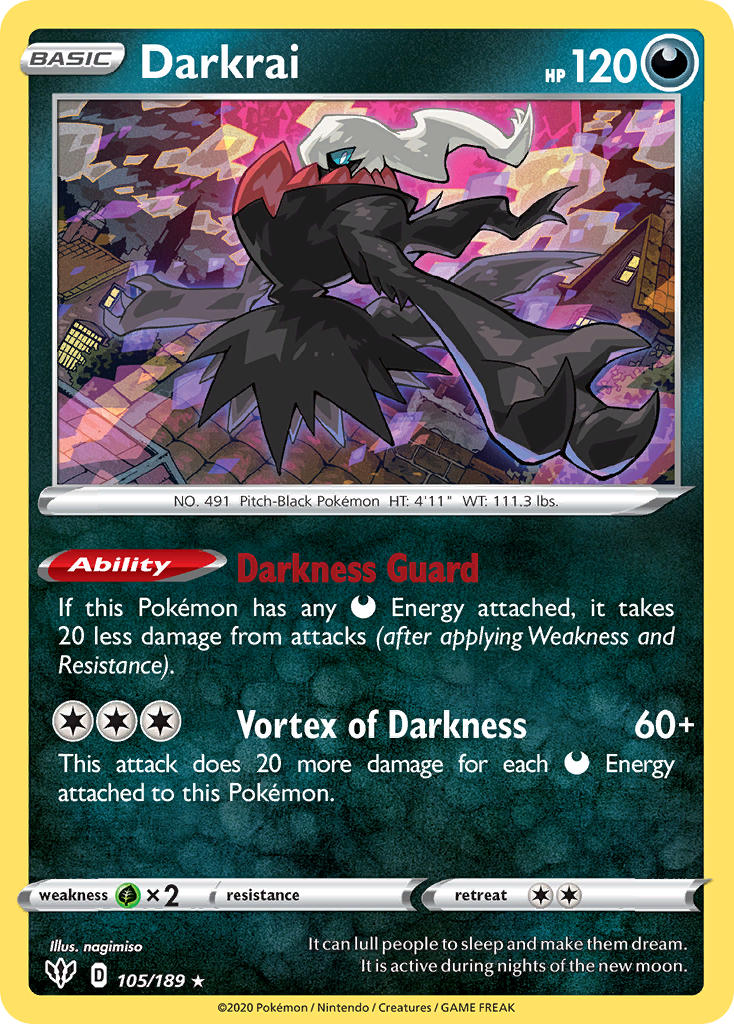 Darkrai (105/189) (Theme Deck Exclusive) [Sword & Shield: Darkness Ablaze] | Total Play