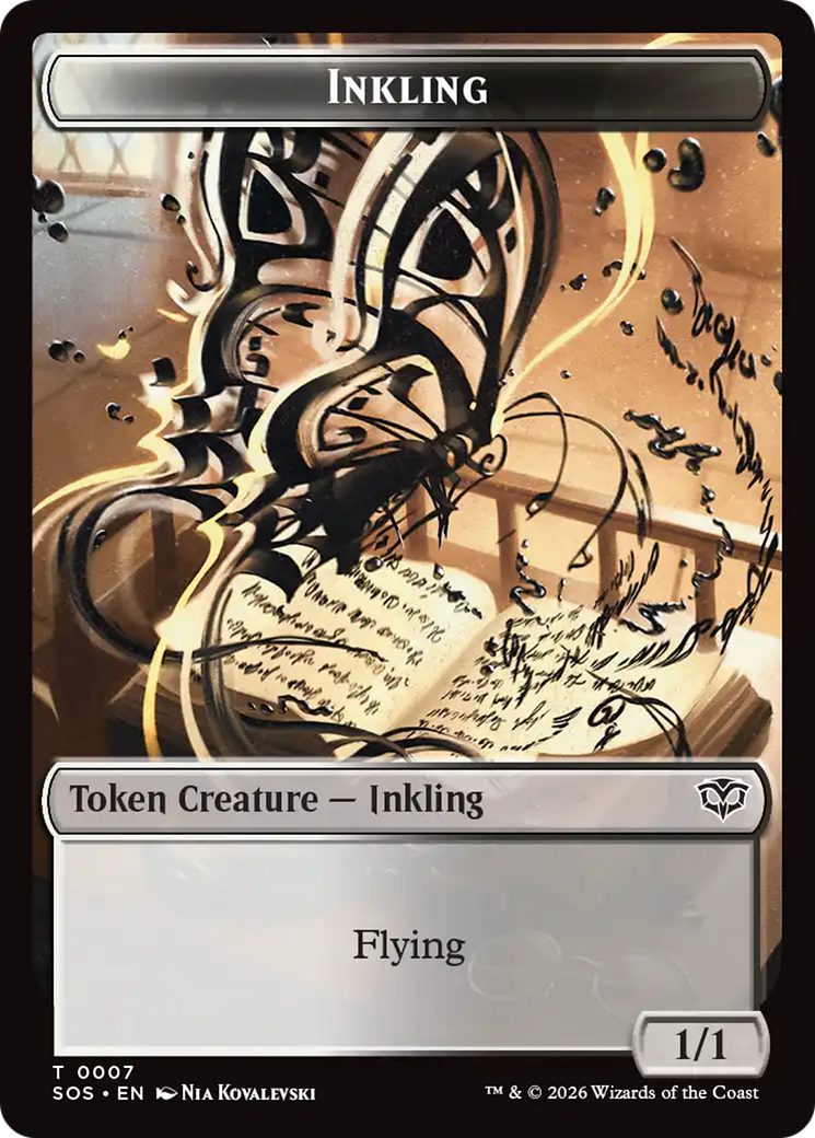 Inkling (0007) // Spirit (0011) Double-Sided Token [Secrets of Strixhaven Tokens] | Total Play