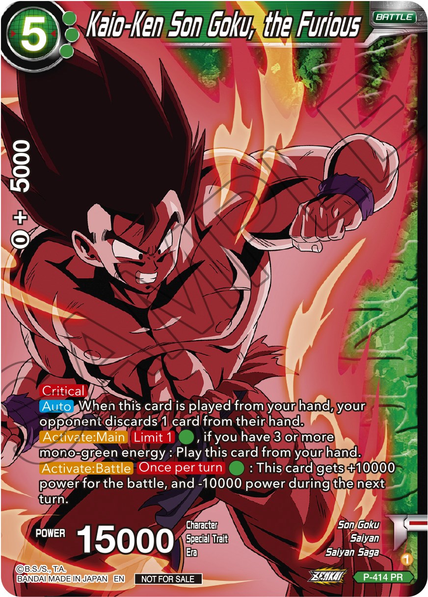 Kaio-Ken Son Goku, the Furious (Zenkai Series Tournament Pack Vol.1 Winner) (P-414) [Tournament Promotion Cards] | Total Play