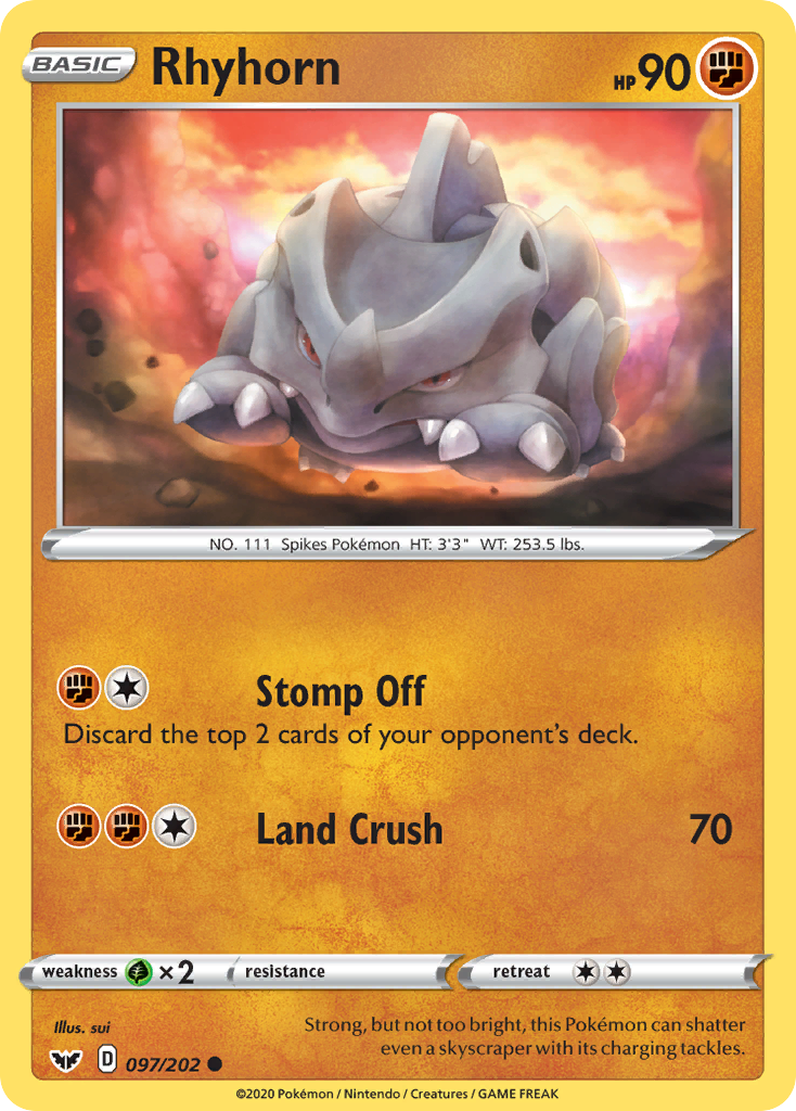 Rhyhorn (097/202) [Sword & Shield: Base Set] | Total Play