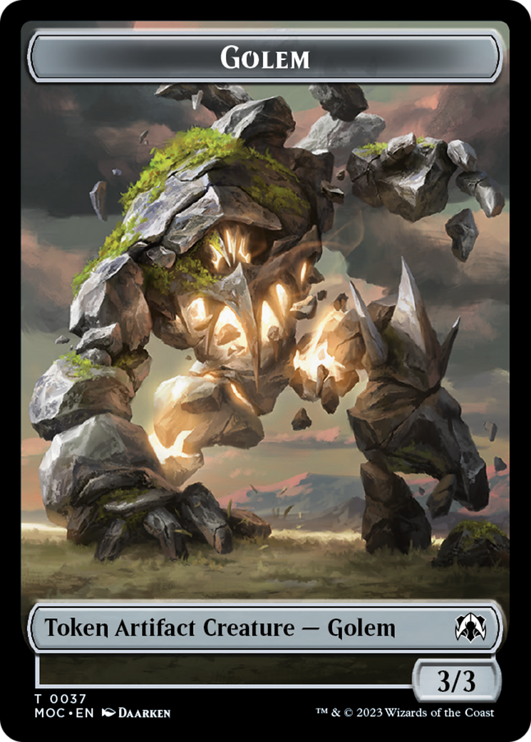 Golem // Clue Double-Sided Token [March of the Machine Commander Tokens] | Total Play