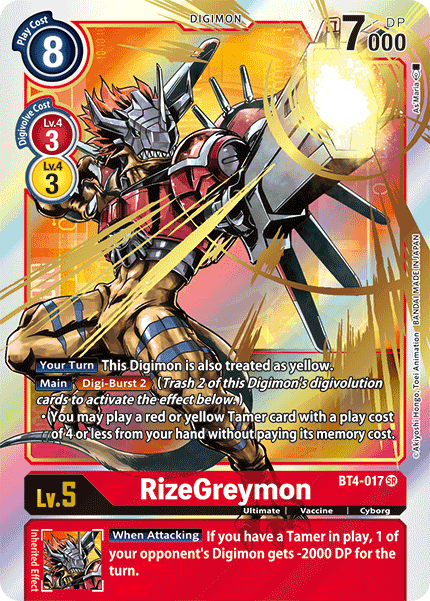 RizeGreymon [BT4-017] (Alternate Art) [Great Legend] | Total Play