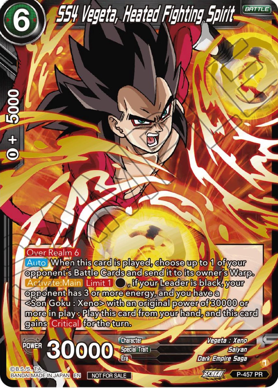 SS4 Vegeta, Heated Fighting Spirit (Championship Selection Pack 2023 Vol.1) (Holo) (P-457) [Tournament Promotion Cards] | Total Play