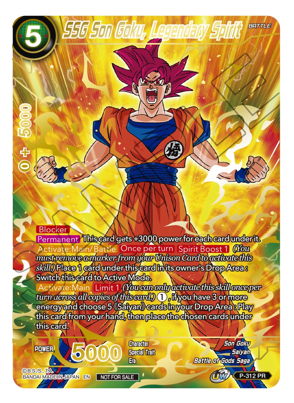 SSG Son Goku, Legendary Spirit (Gold Stamped) (P-312) [Promotion Cards] | Total Play