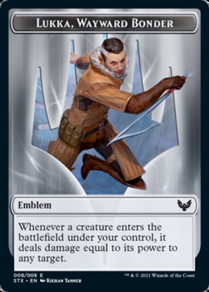 Elemental // Lukka, Wayward Bonder Emblem Double-Sided Token [Strixhaven: School of Mages Tokens] | Total Play