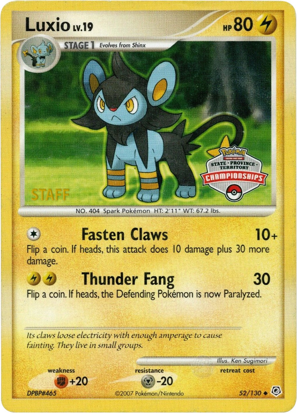Luxio (52/130) (State Championship Promo) [Diamond & Pearl: Base Set] | Total Play