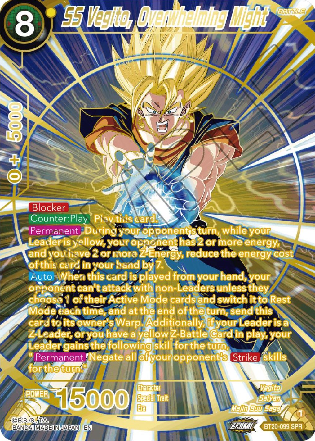 SS Vegito, Overwhelming Might (SPR) (BT20-099) [Power Absorbed] | Total Play