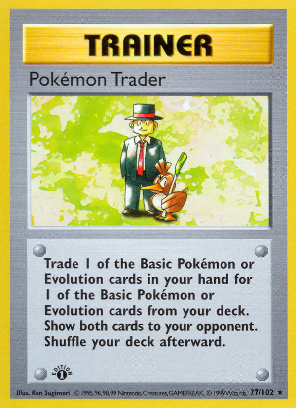 Pokemon Trader (77/102) (Shadowless) [Base Set 1st Edition] | Total Play