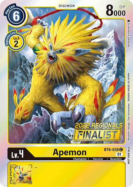 Apemon [BT6-038] (2022 Championship Online Regional) (Online Finalist) [Double Diamond Promos] | Total Play