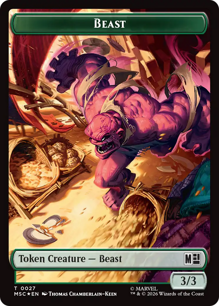 Rhino (029) // Beast (027) Double-Sided Token (Surge Foil) [Marvel Super Heroes Commander Tokens] | Total Play